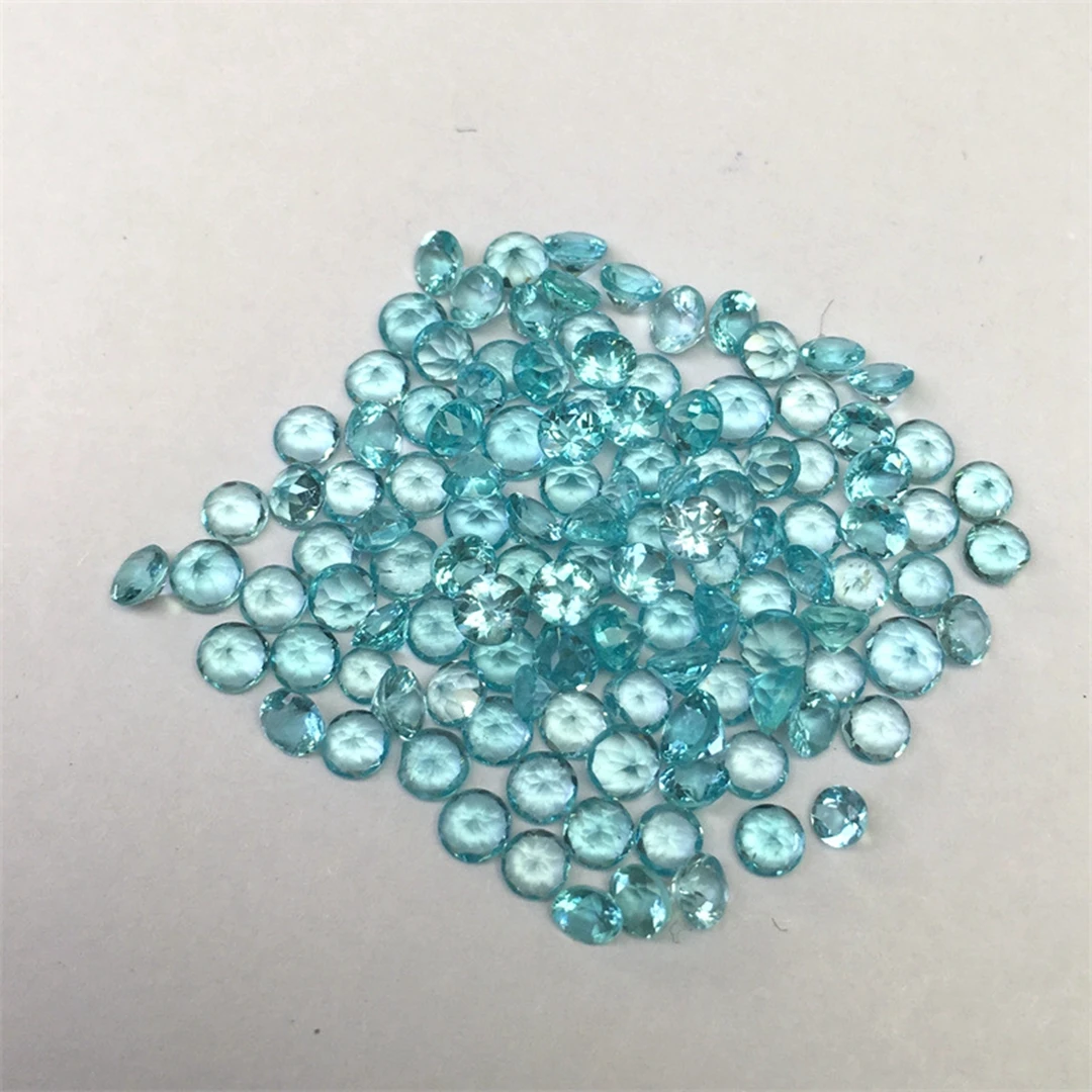 Dong shi jewelry loose gemstone round 3-4mm natural paraiba gems for jewelry making
