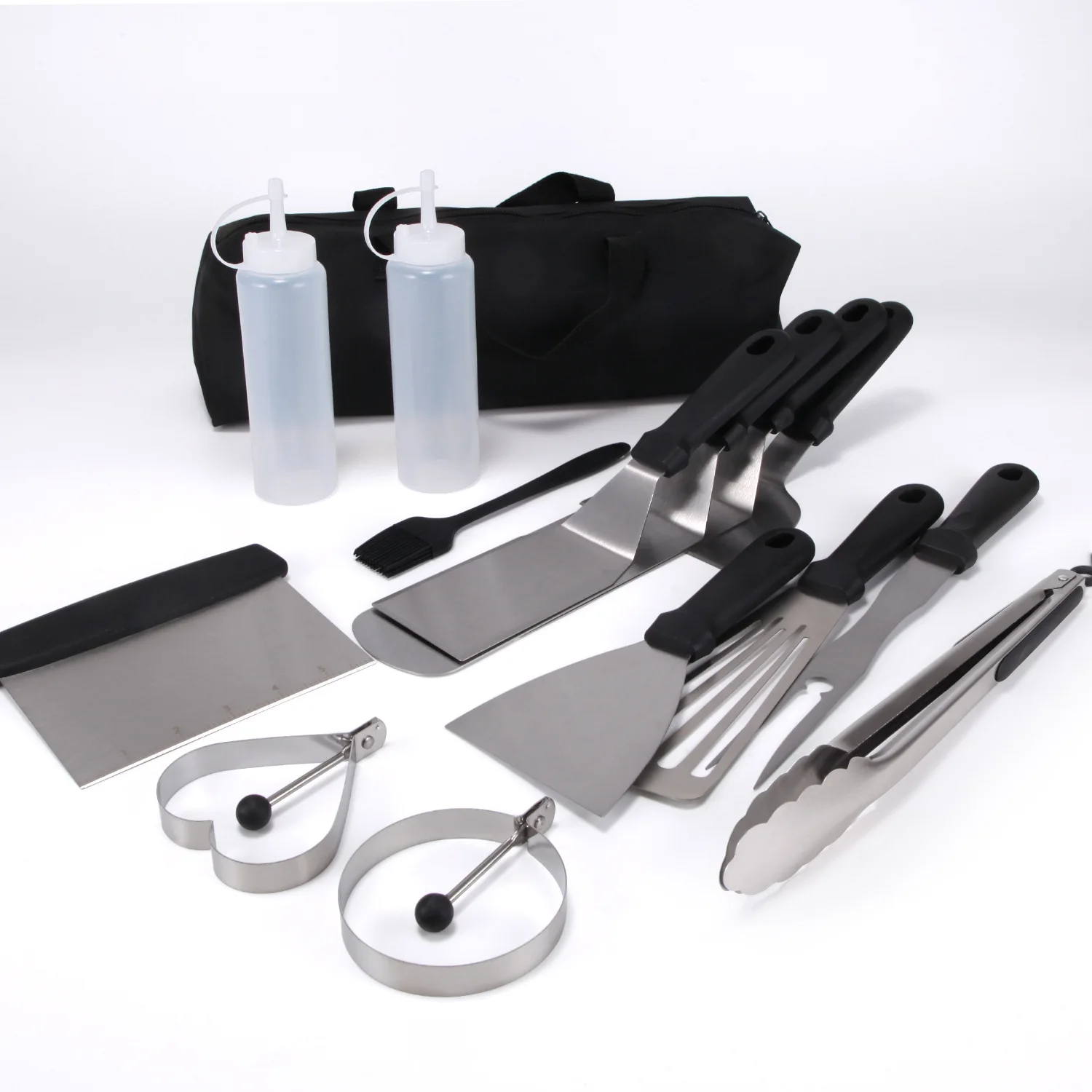 15pcs Bbq Griddle Accessories Kit Stainless Steel Professional Barbecue Griddle Tool Set For Flat Top Cooking Camping