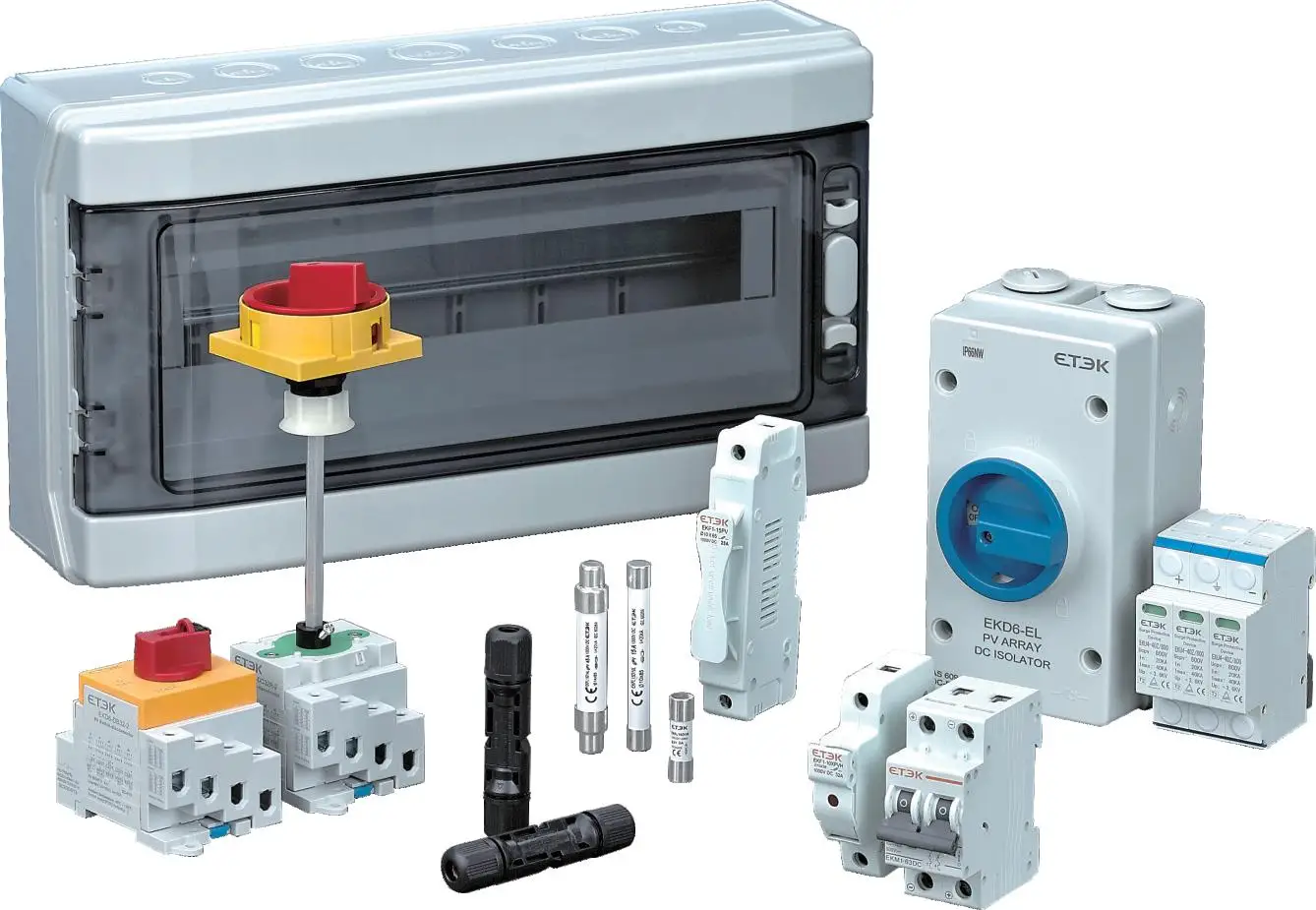 ETEK   EKF1 IP20 Din Rail 1000V 15A DC Fuse Holder