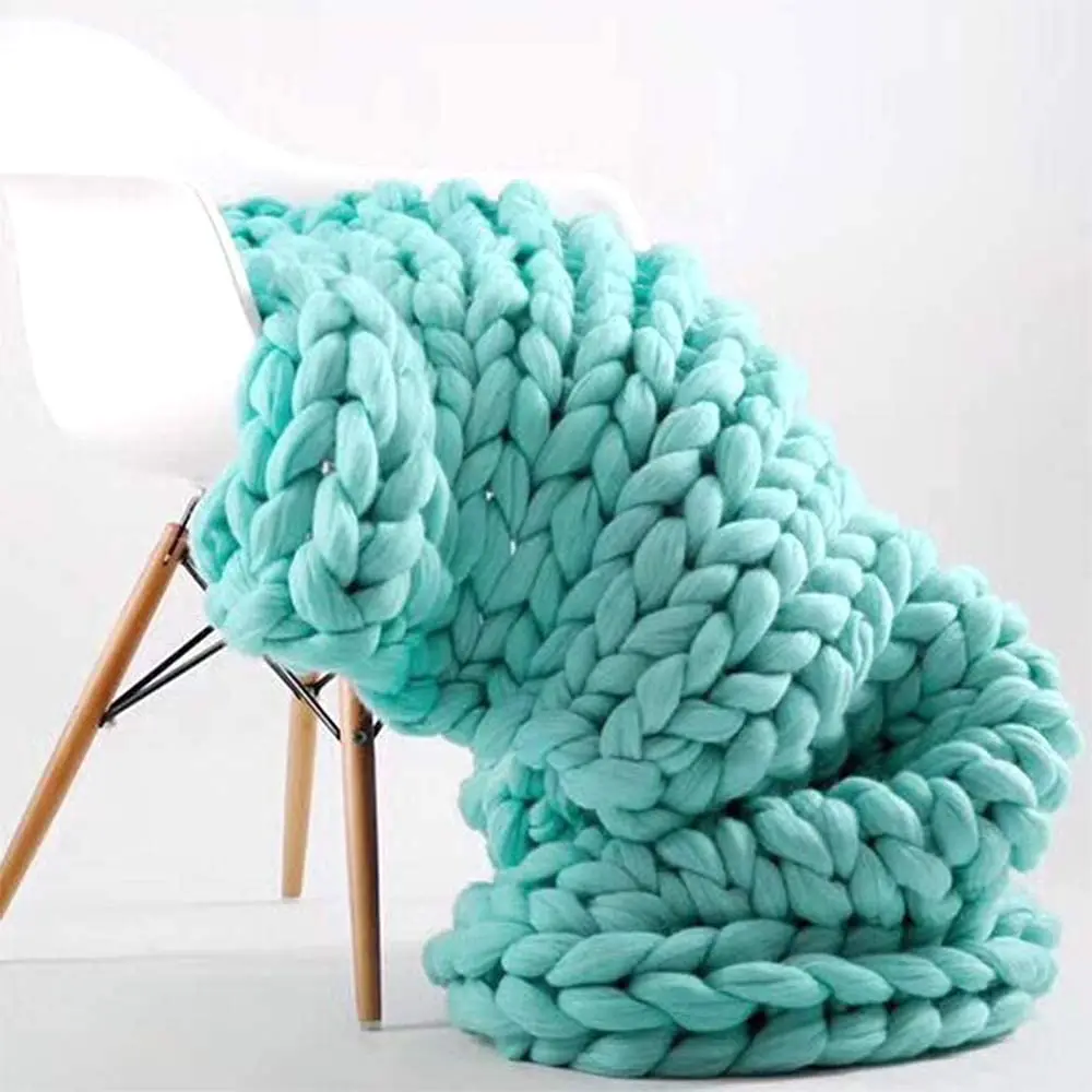 Songmai Sofa Icelandic Blanket Coarse Handmade Blanket Knitted Decorative Throw Blanket