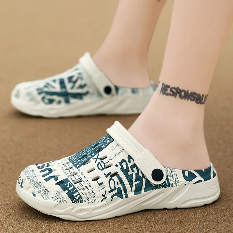 Popular Beach Wear Round Toe Slides Slipper Flat Wholesale Fashion Mens Croc Sandals