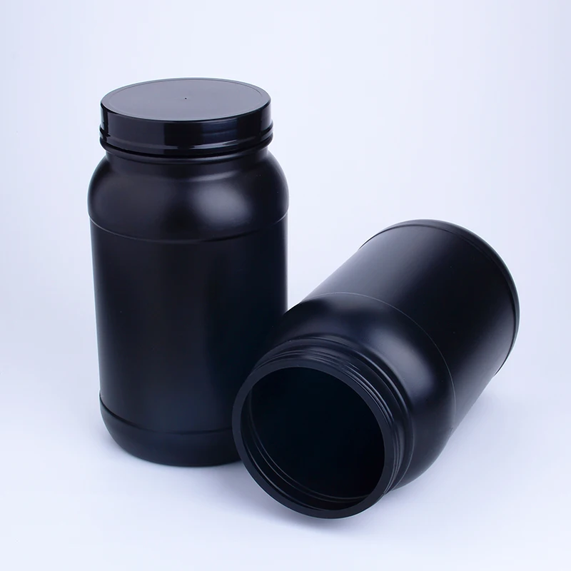 3L 5L 7L 10L Empty Fitness Protein Powder Container Jar Black HDPE Wide Mouth Whey Protein Plastic Bottle For Powder