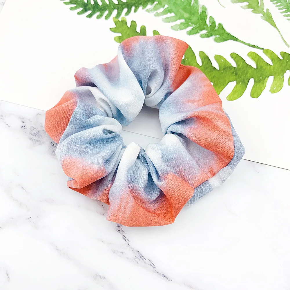  Veijer hot sale wholesale custom tie dye rainbow fashion elastic scrunchies for