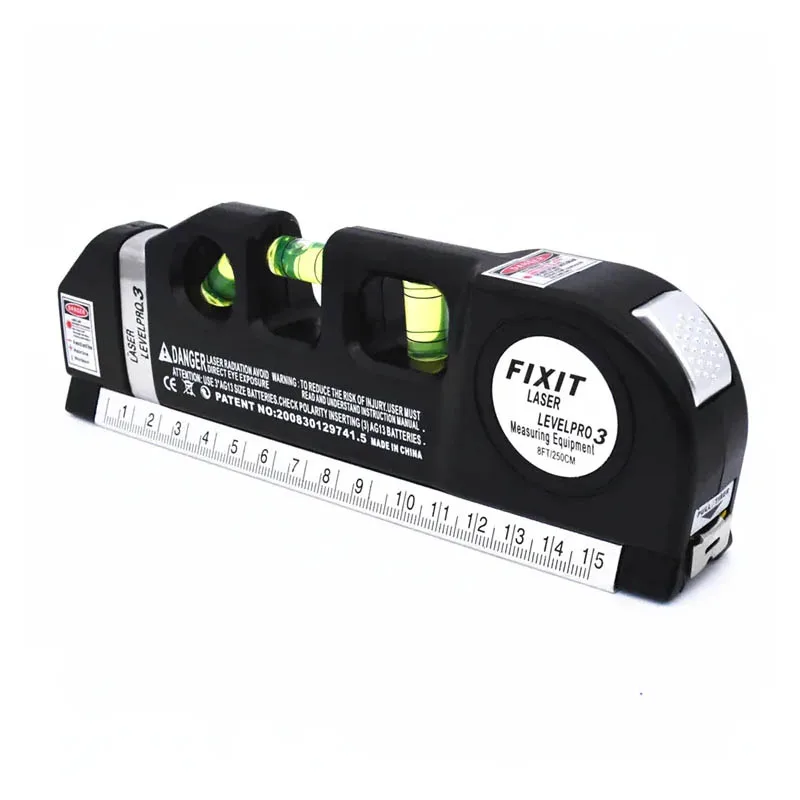 Multipurpose Cross Line Laser 8 feet Measure Tape Ruler Adjusted Standard and Metric Rulers Laser Level Line Tool