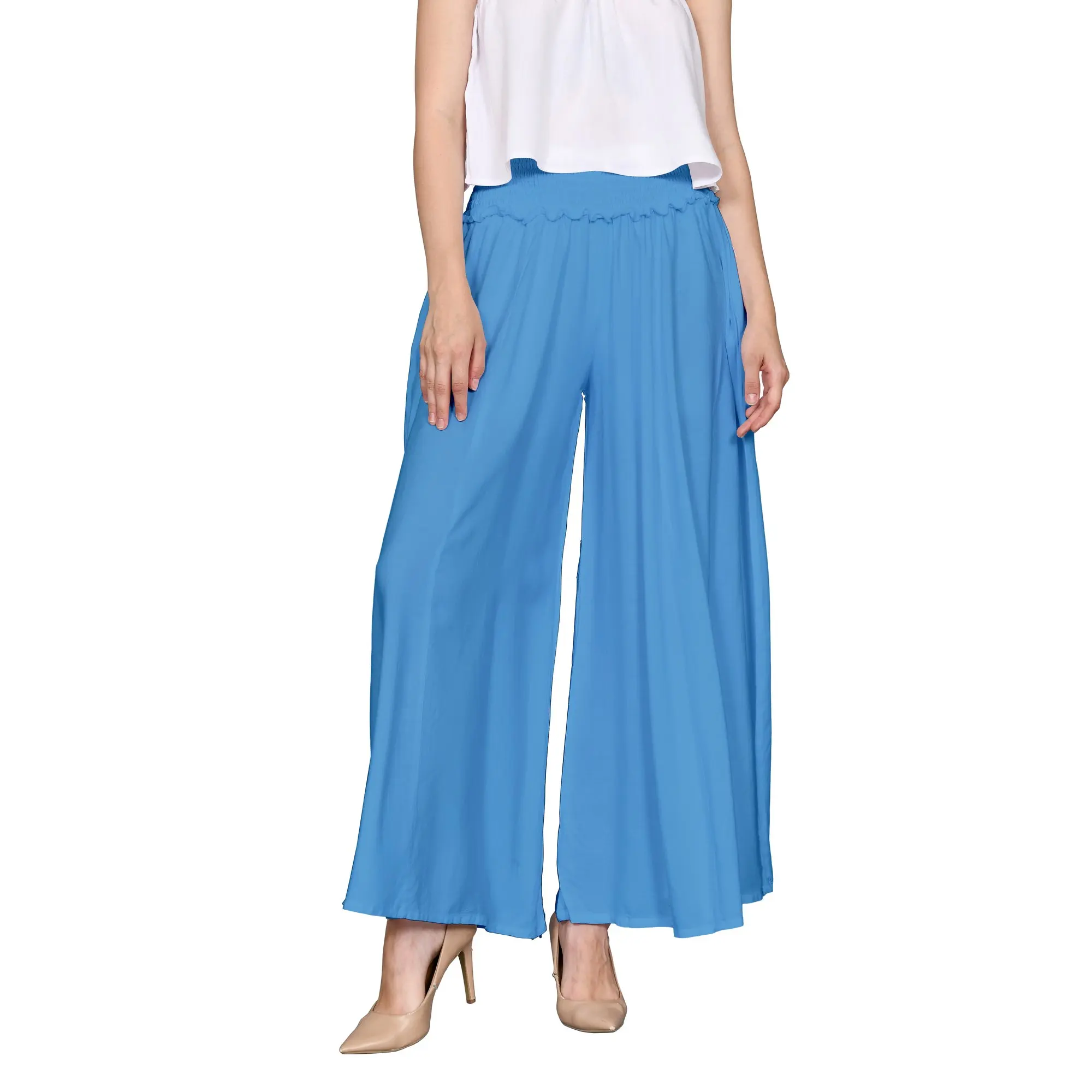 Women Casual Pant Summer Wear Bali Beach Clothing 100% Rayon Custom Bali Manufacturer Custom Color Sky Blue Pants Wholesale 2023
