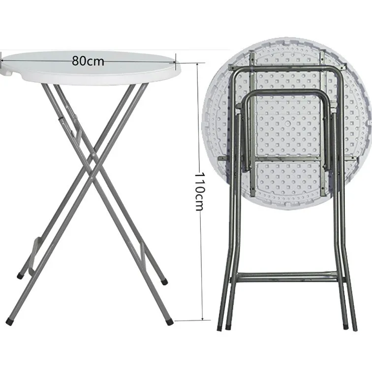 High Quality Outdoor Portable Dia 60cm 80cm White Round Cocktail Folding Plastic Bar Tables for Events