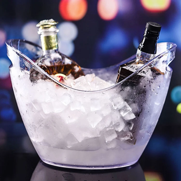 Promotion Gift Acrylic Plastic ice Bottle Cooler Acrylic Champagne Beer Clear Ice Bucket