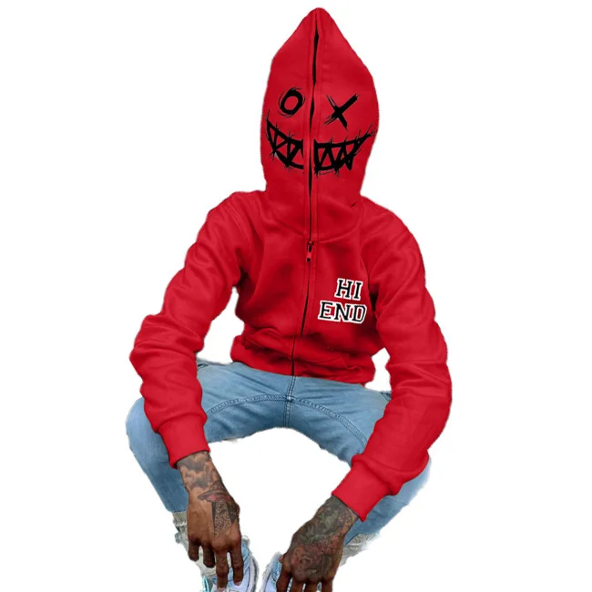 Custom full face zip up hoodie men print logo 100% cotton heavyweight blank oversize hoodie full zipper up hoodies