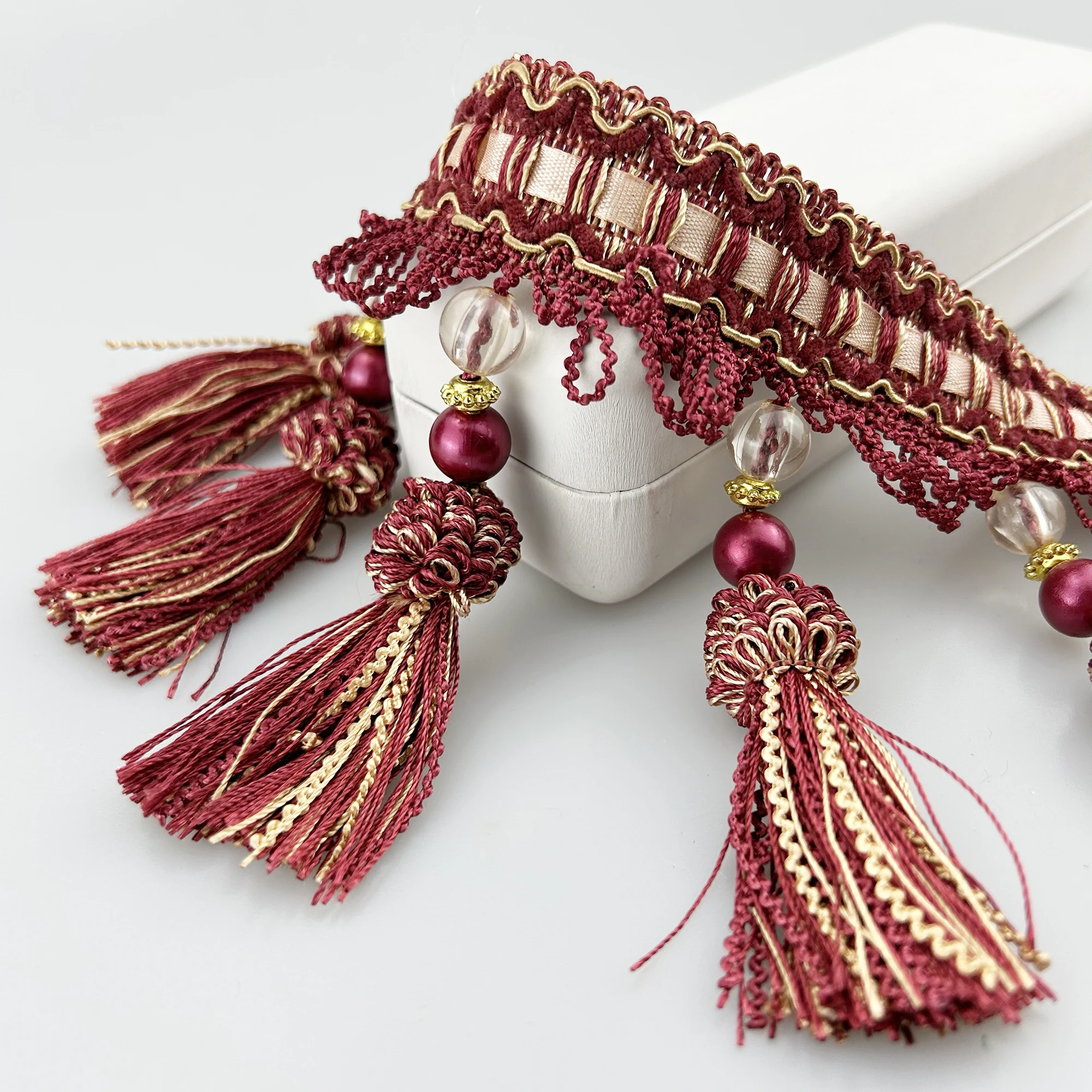 European Palace Style Beaded Fringe Tassel Trim Maker for Trending Curtain Cloth Hanging Webbing