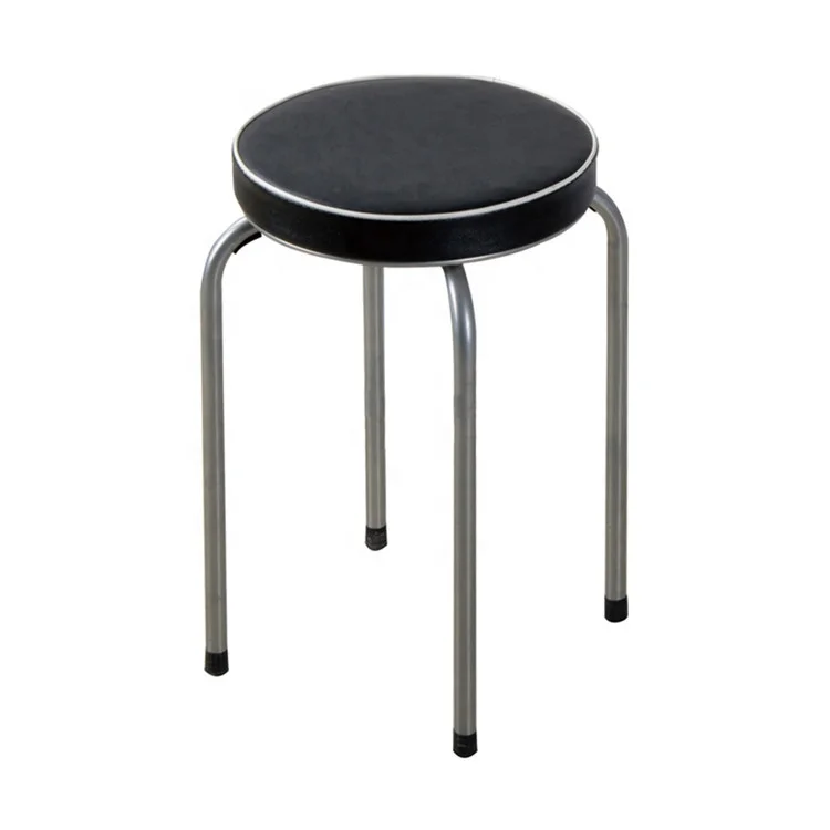 Маленький Металлический Штабелируемый стул с круглым полиуретановым мягким сиденьем