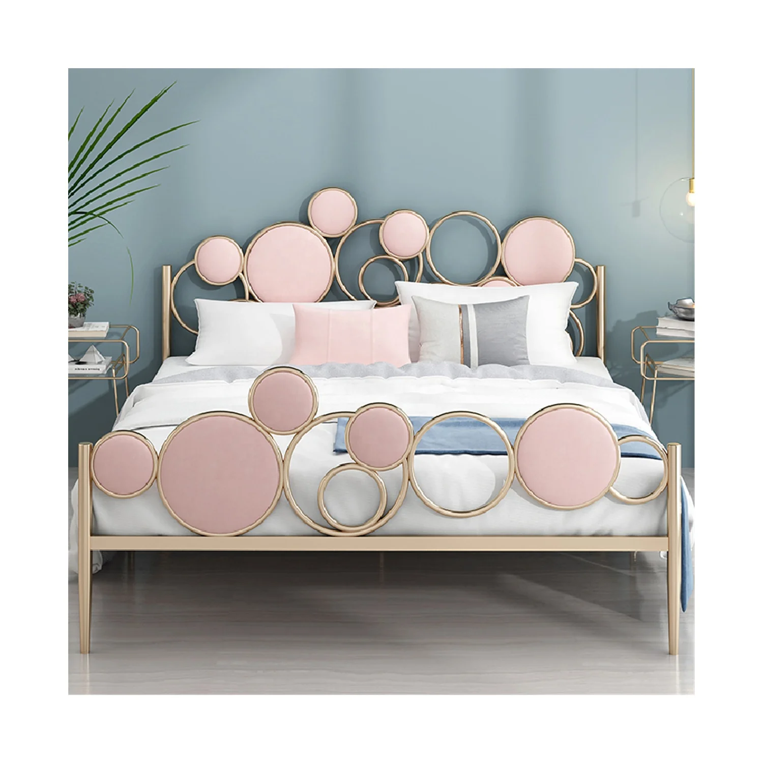 Домашняя и гостиничная кровать для общего пользования, современный стиль, прочная металлическая рама для кровати, мягкая платформа