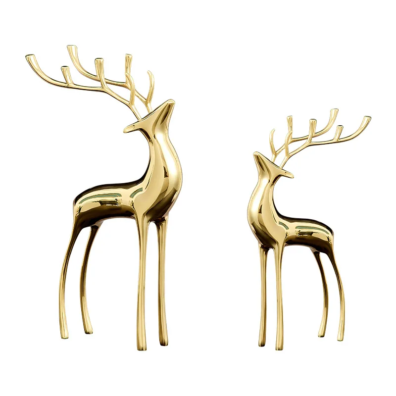 Luxury Gold Deer Home Decor Show Pieces Interior Decoration Modern Nordic Table Living Room Gold Accessories For Home