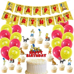 Simpsons Family Duff Bottle Cartoon Foil Balloons Set Happy Birthday Party Decorations Ballons Kit