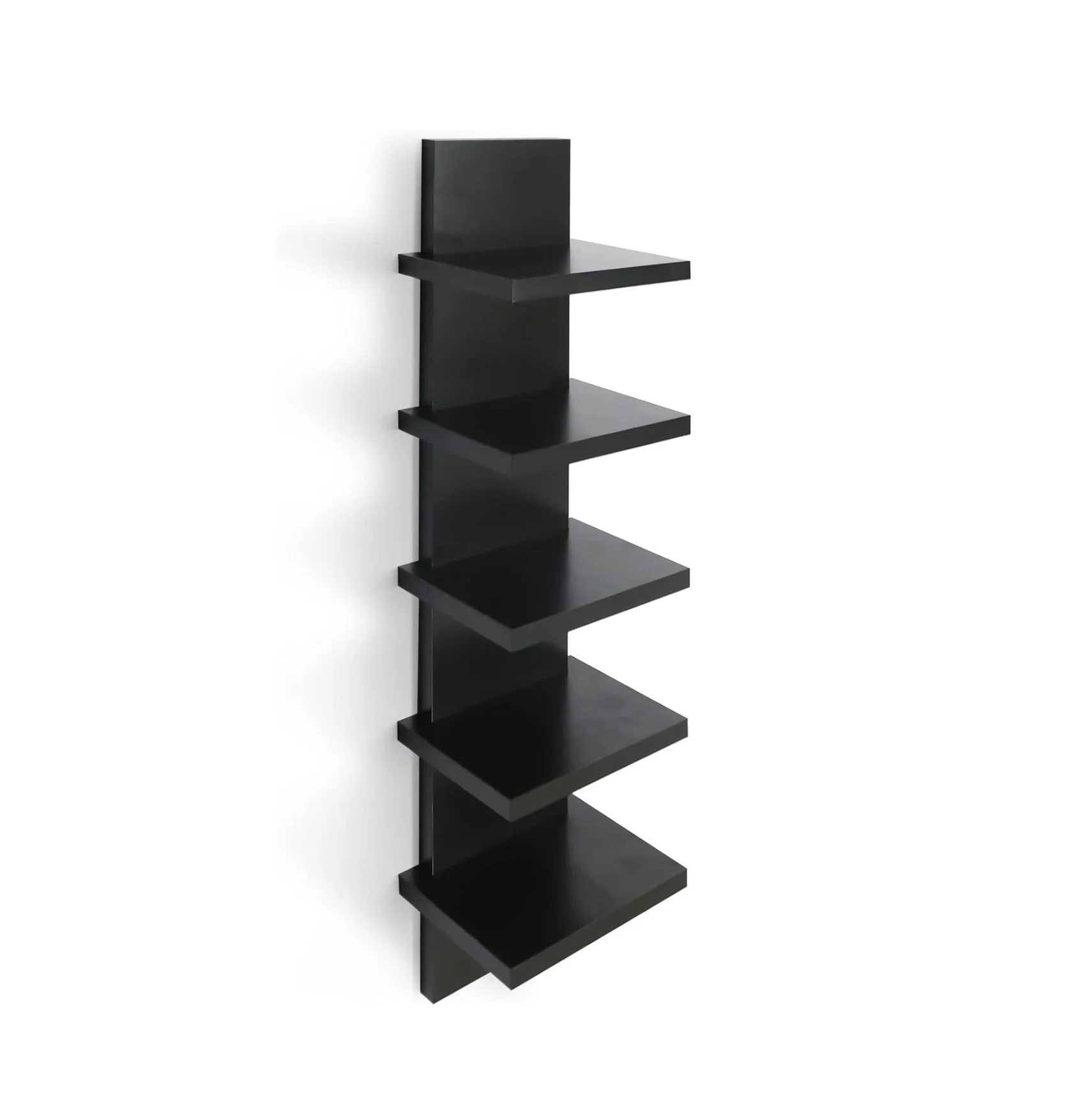 5Tier Wall Shelves Black,Vertical Column Shelf Floating Storage Home Decor Organizer Design Utility Shelving Bedroom Living Room
