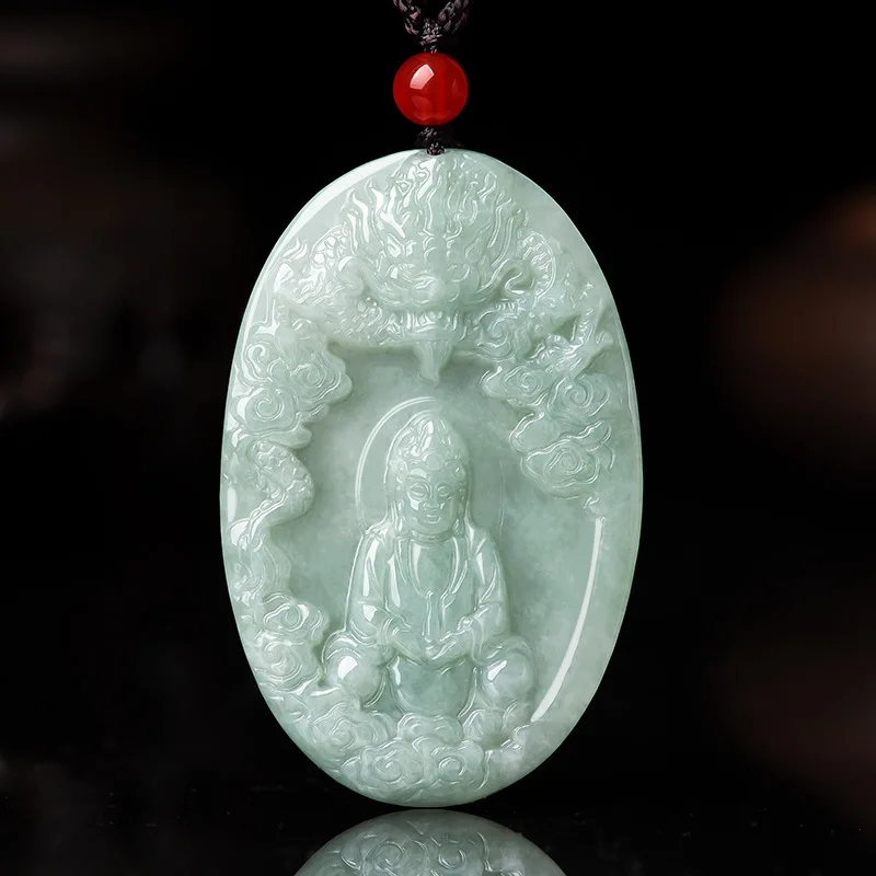 Jade Dragon Pendant Natural Myanmar Green Burmese Jade Dragon Jadeite Jewelry Making Pendant Chinese Classical Rope Necklace
