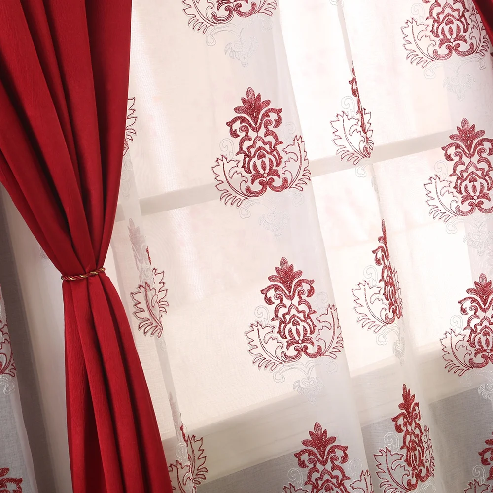 China Wholesale Modern Europe Style Crush Satin Valance Curtains for the Living Room Luxury Window Curtain Set