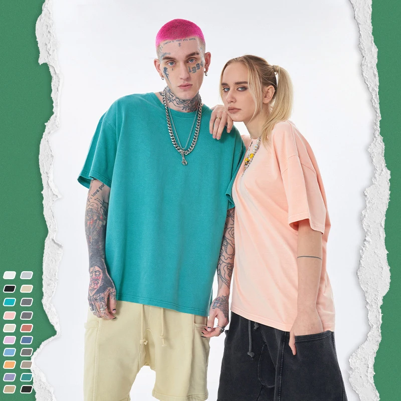 Factory Wholesale Oversized Unisex Heavyweight 100% Cotton Tshirts Hip Hop Vintage Washed Fashion Blank T Shirts