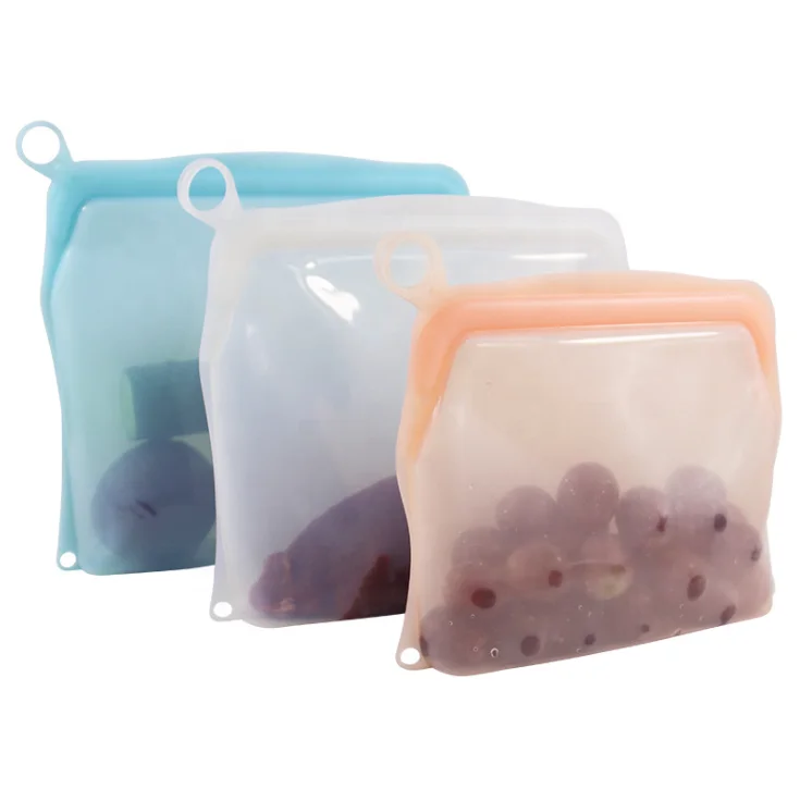 500ml / 1000ml / 1500ml BPA Free Food Grade Silicone Bag Food Storage Reusable Food Storage Bags