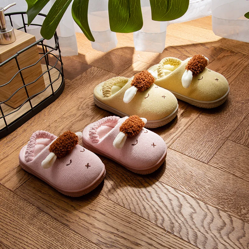 Зимние Детские домашние тапочки для мальчиков и девочек Толстая обувь