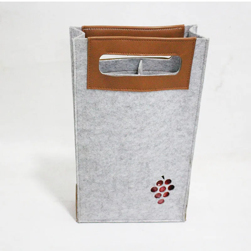 Стильный достойный внешний вид с кожаной ручкой, двойная бутылочка, войлочная сумка украсит ваше вино во время слепых дегустаций, вечеринок, свадеб и фестивалей