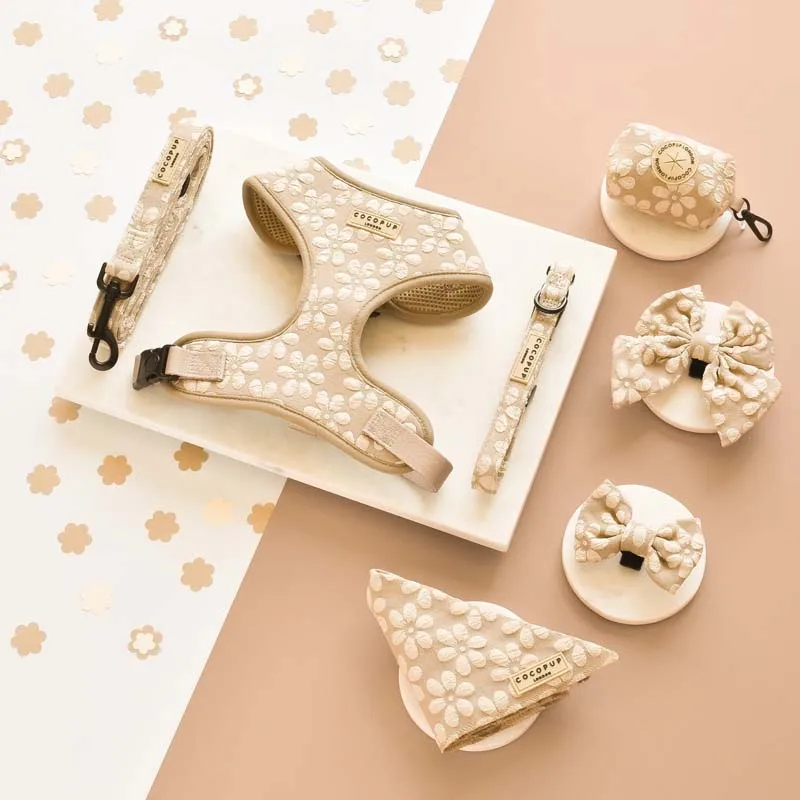 OEM/ODM Personalized Pet Accessories Soft Padded Polyester neoprene embroidery Print Pattern Dog Harness Set