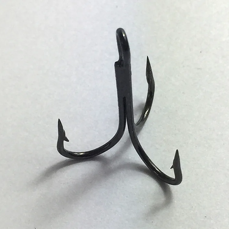 NT50127  Factory Wholesale  Lure  Black High Carbon Steel Treble Barb Fish Hooks