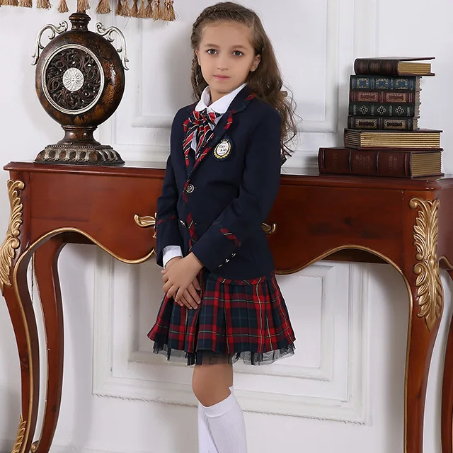 England Style Suits Spring and Autumn Royal Mature Kids Formal Wear Suits Office Design Children Blazer Sets Girls