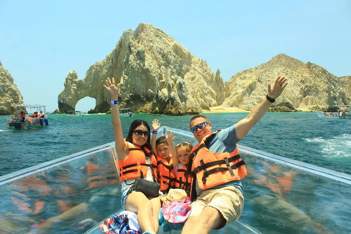 SUNLIFE big size clear boat transparent glass bottom boat crystal vessel clear boat for 15 passengers with 75HP motor engine