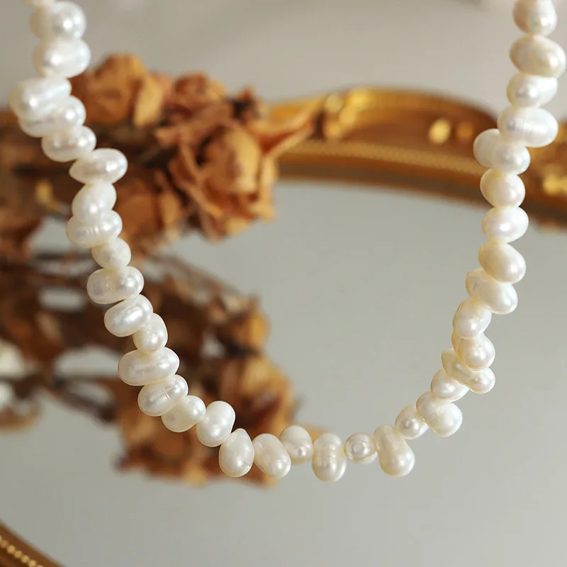 Pearl Choker Natural Pearl Necklace Baroque Pearls Beads Necklaces for Women Stainless Steel Jewelry Colliers collares colar