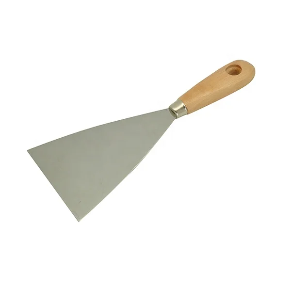 wholesaler Beech Wooden Handle Scraper fully Polished Carbon Steel Putty Knife Construction spatula