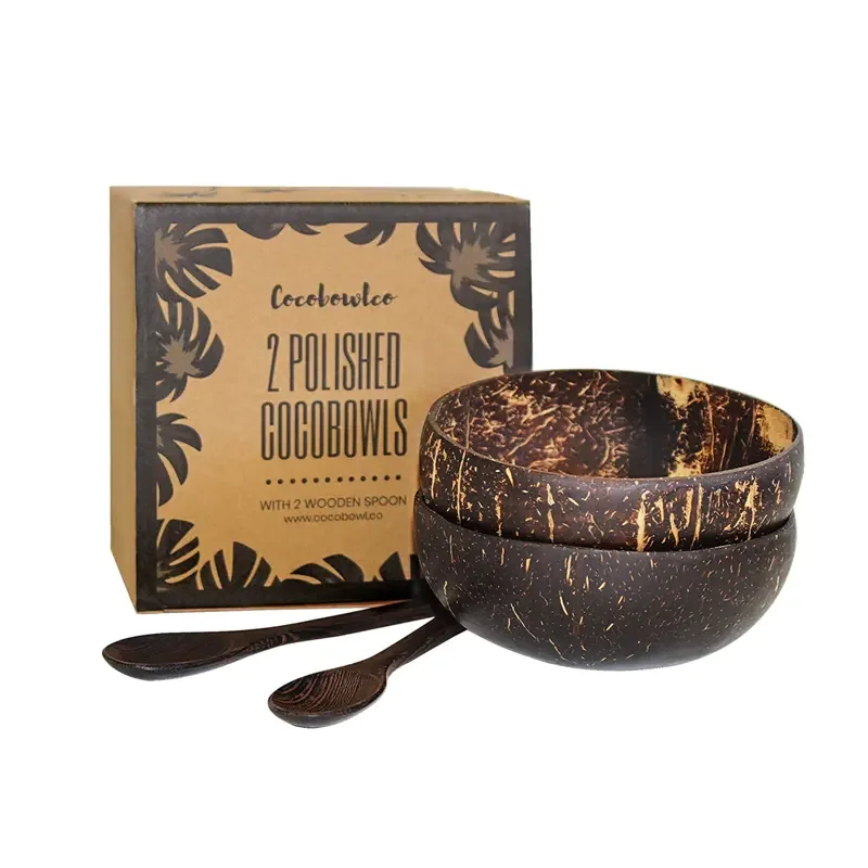 Wholesales  Eco-friendly Natural Coconut Shell Bowls Reusable Coconut Handmade Salad Bowl