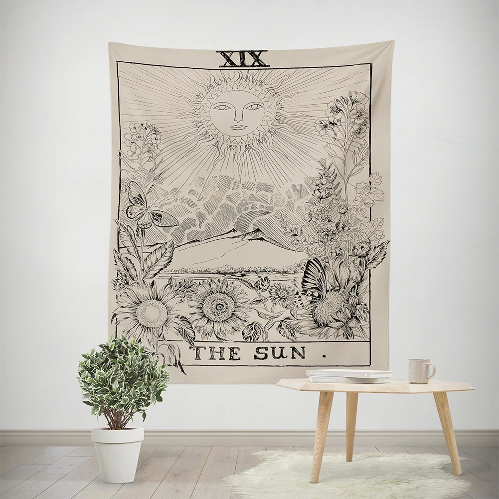 Home Decor Star Sun Moon Tapestry Design Printed Wall Hanging Tapestry 150x130cm