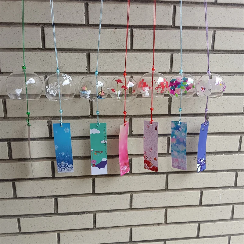 Wholesale Romantic Flower Small Wind Chimes Handmade Glass Japanese Wind Bells