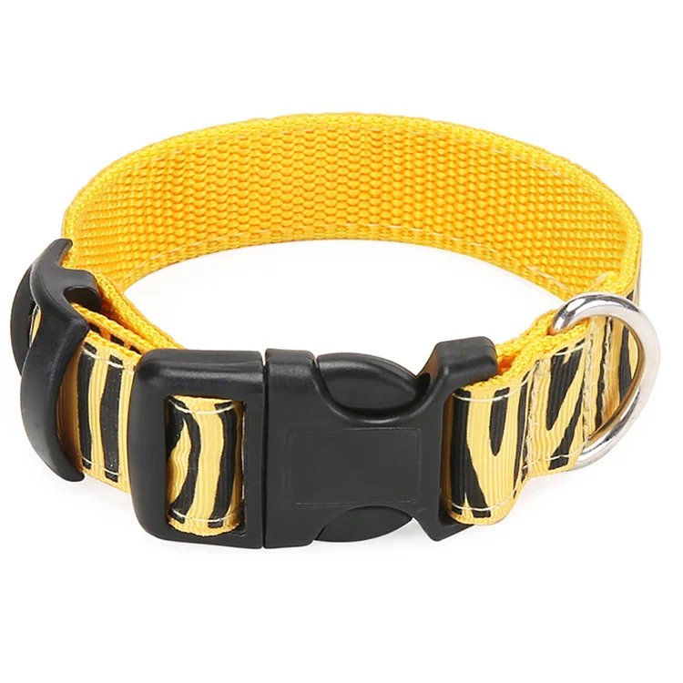 
custom multi-color functional high density tenacity polyester webbing product pet collar with transfer printing ribbon decor // 