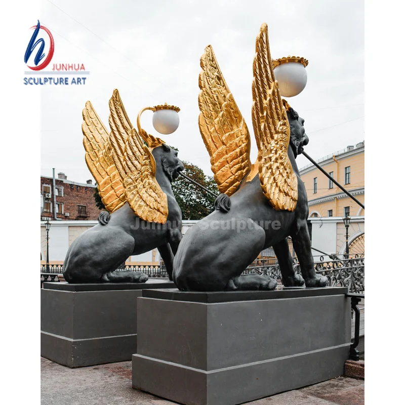 Brass Lion Statue in Golden Antique Colored  Home Decor