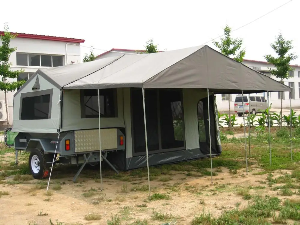 Family Camping 4x4 Off Road Waterproof Travelling Canvcas Trailer Tent with Roof Window