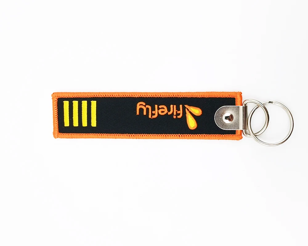 Newest Custom Lanyard Fabric Keychain Move Flight  Embroidery Key Chain Crew Embroidered jet Key Tag For Car Motorcycle