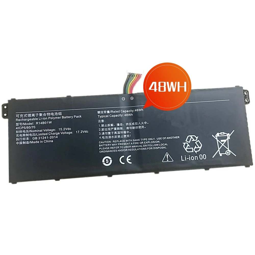 New R14B01W Rechargeable Laptop Battery For Xiaomi RedmiBook 14 XMA1901-AA/AG/DG/BB/DJ/YN/DA Series R14BO1W 15.2V 3090mAh 48WH
