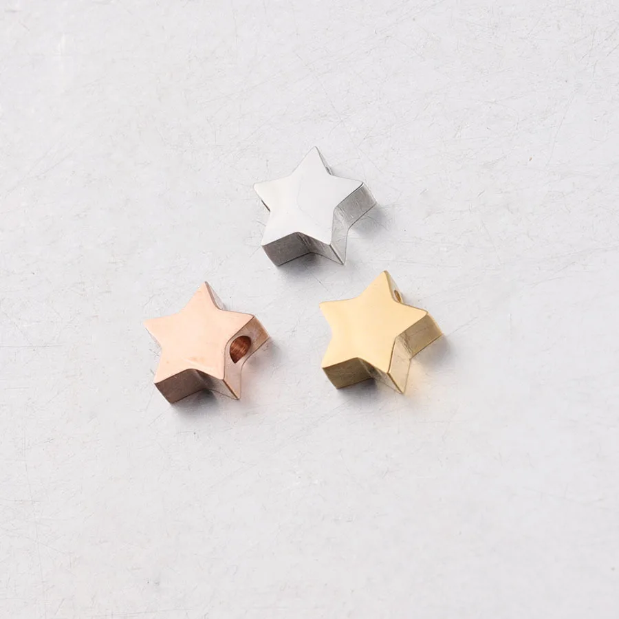 8MM Hot Selling Stainless Steel Mirror Polished Star Pendant Charms Silver Gold Rose Gold Color