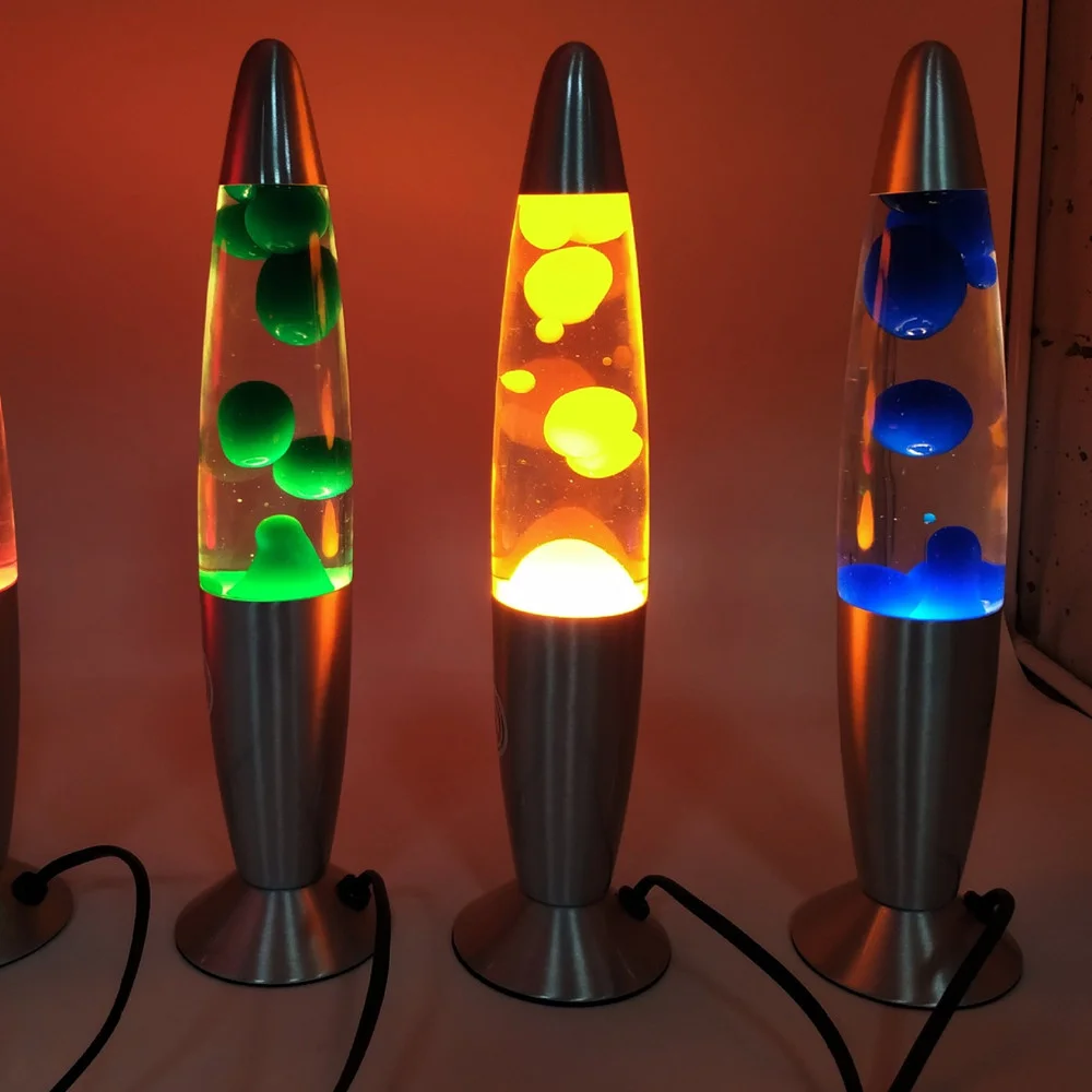 home decoration rocket glass bottle colorful glitter round base table light rainbow aluminum body decorate led lava lamp