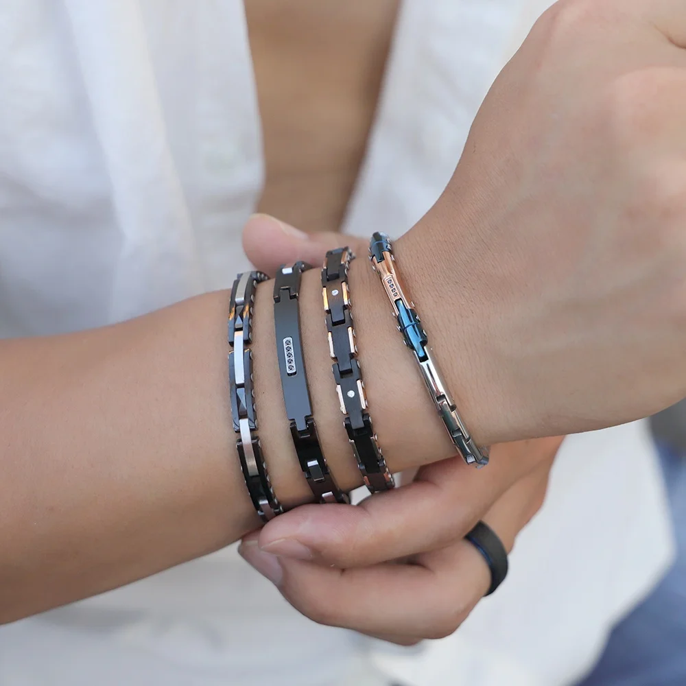 316L Steel Jewel Male Ceramic Bracciale Acciaio Inox Bracciale Stainless Steel Bracciale Uomo
