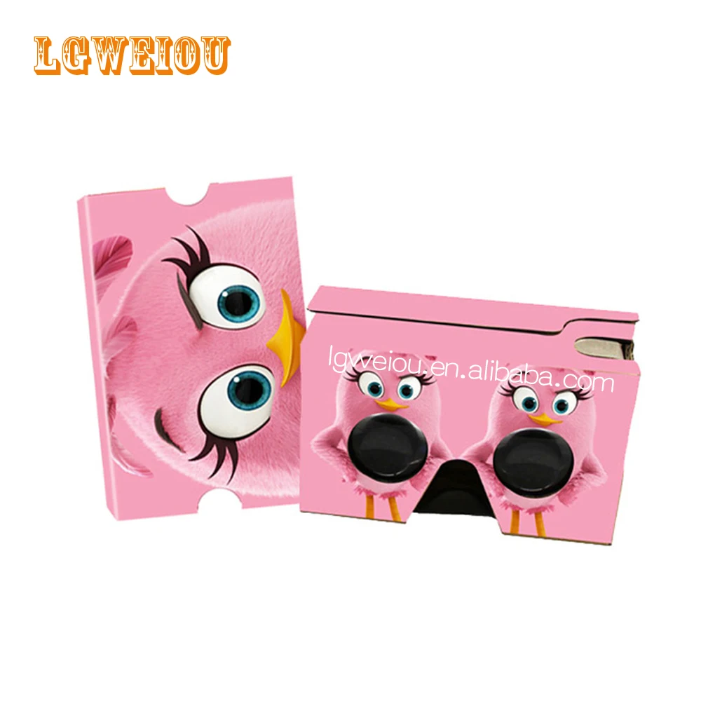 
vr cardboard 2.0 version pink cartoon VR paper box customized logo diy design factory direct sale 34mm vr glasses 
