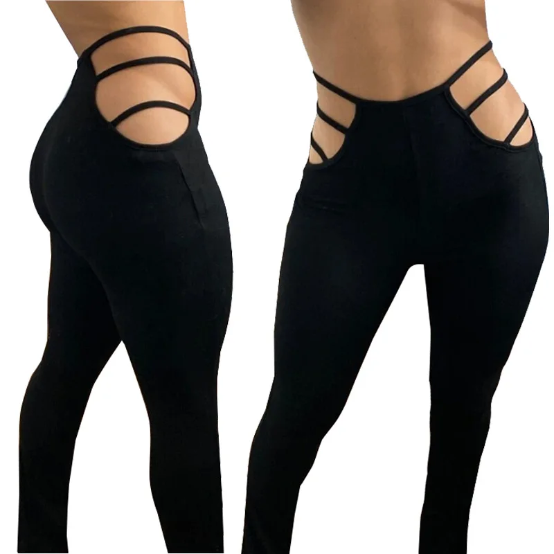 New Design Winter New Women Sports High Waisted Hollow Buttocks Slimming Casual Fitness Pants Soft Workout Leggings