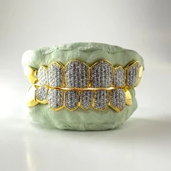 Custom Hip Hop Moissanite Teeth Grillz Top Bottom Grills Dental Mouth Punk Tooth Caps Cosplay Rapper Jewelry