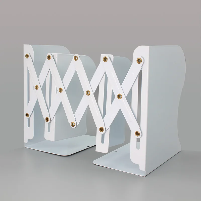Adjustable Bookends White Metal Book End Holder Stand Decorative Heavy Duty Book Stopper Storage Shelf