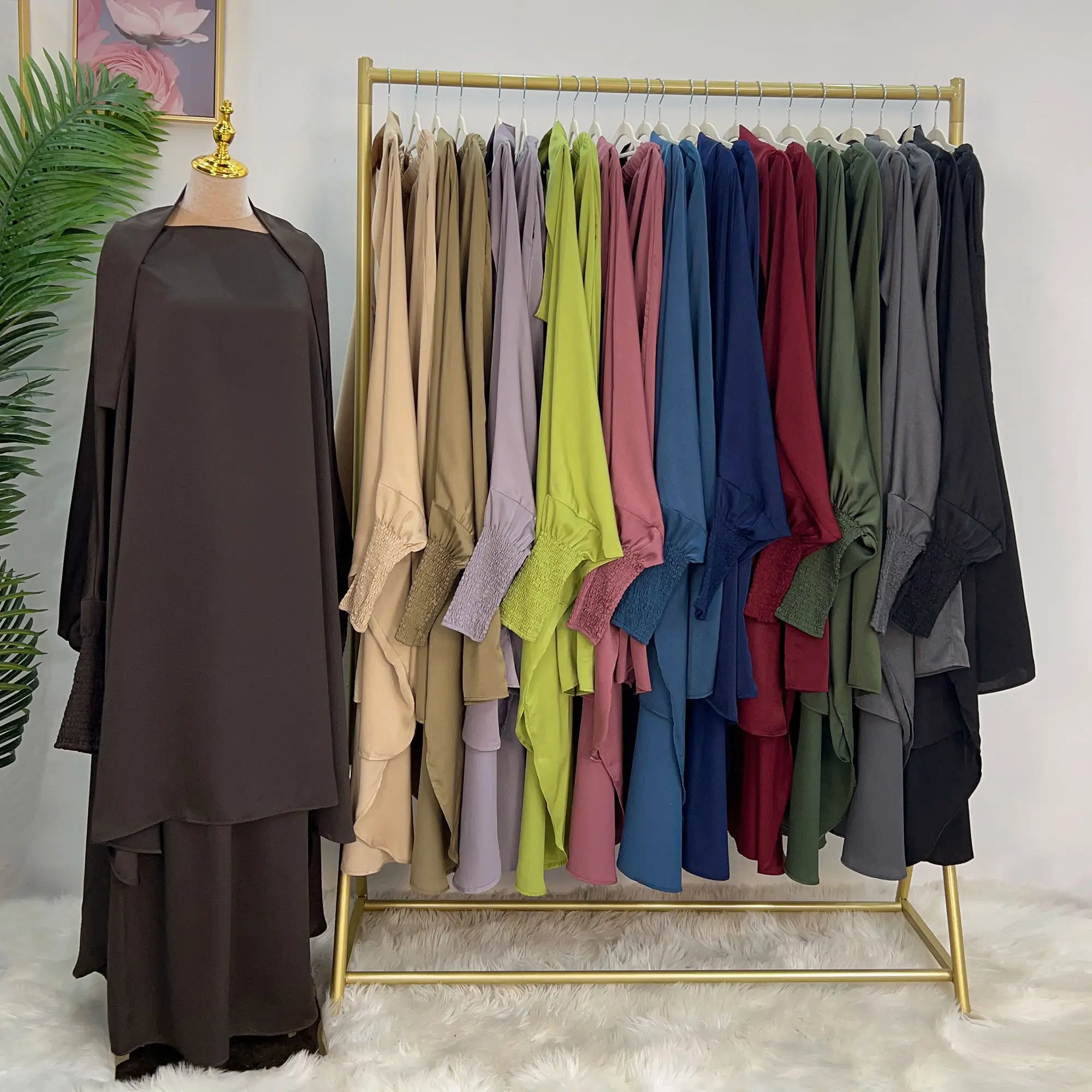 2024 Hot selling Fashion Ramadan New Collections Hot Sale Prayer Abaya Jilbab Top and Long Skirt for Women Muslim Clothes