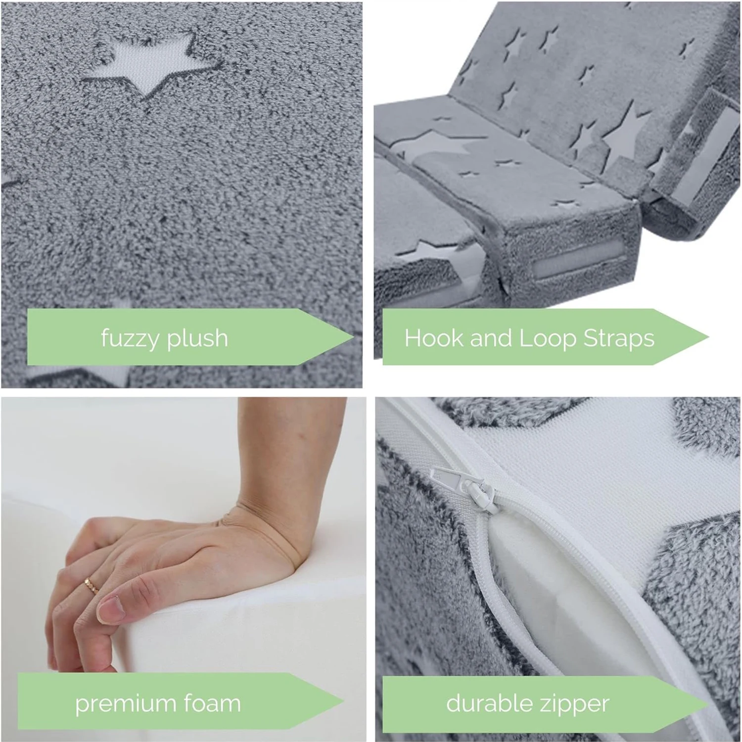 Glow Tri Folding Mattress Futon Folding Chair Bed Folding Sofa Bed Floor Mattress for Kids Playroom