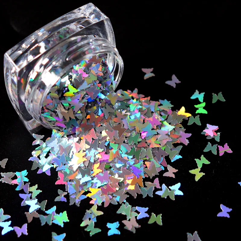 HENGXIN Bulk Manufacturer Supply New Arrival Laser Small Butterfly Glitter For Slime Filler DIY Crafts Nail Art Decoration