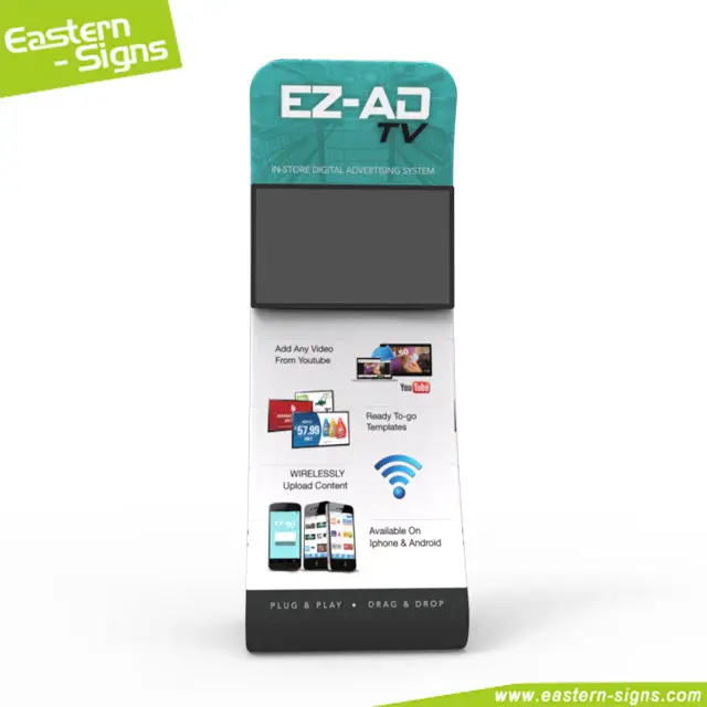 Custom Print Trade Show Display Stand Tension Fabric Tablet /TV Stand IpadSharing Station