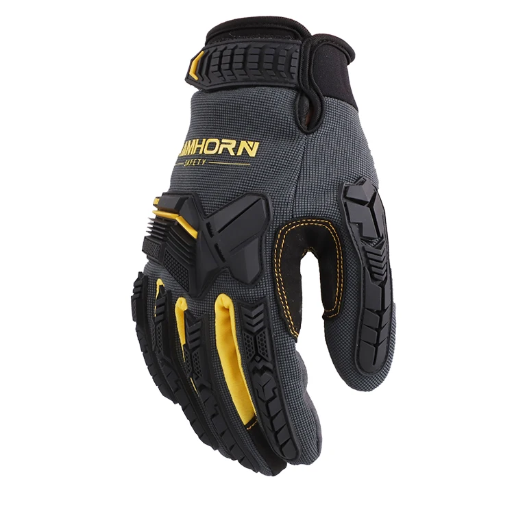 Anti vibration work safety custom hand tools impact synthetic leather anti-slip mechanic gloves wholesale